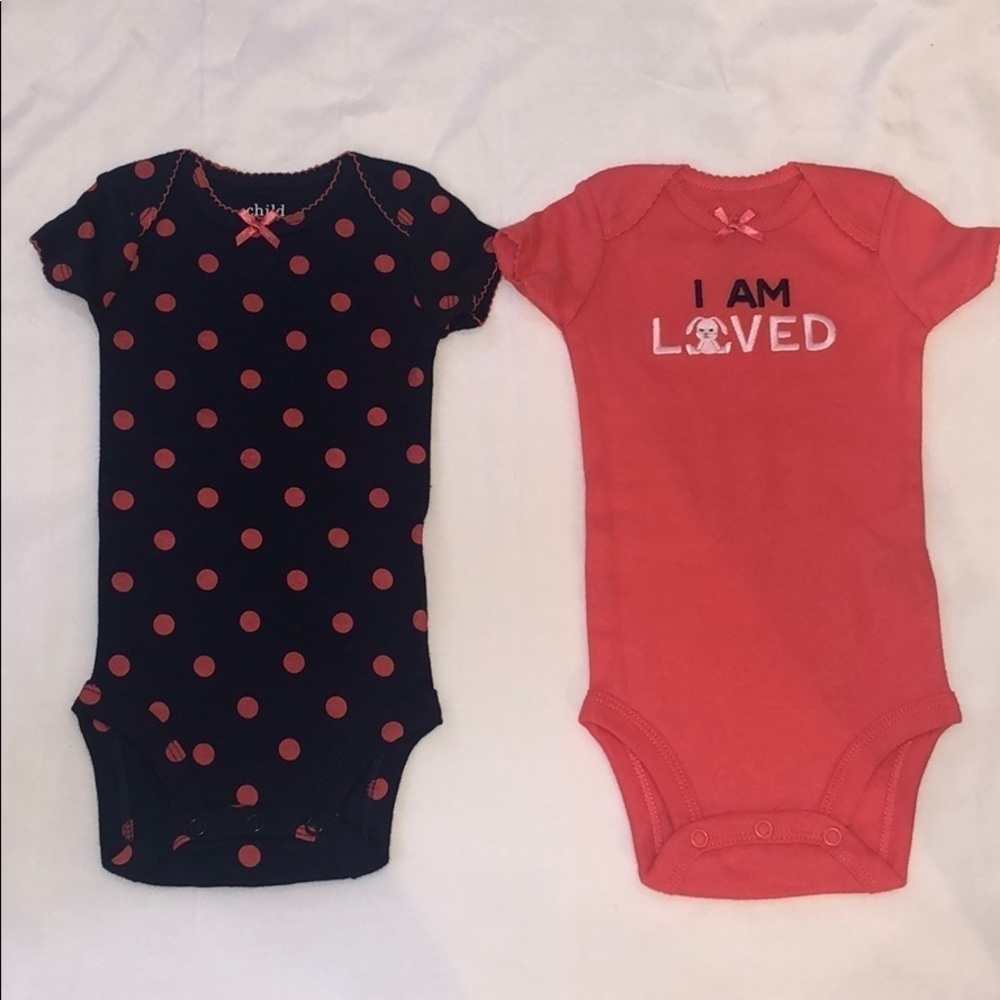 2 Piece 0-3 Months Baby Girl Set - 2 Bodysuits
